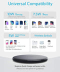 Image of Qi Certified Wireless Charging Pad With 10W Fast Charge For Samsung And iPhone Plus Series, AirPods, showing compatibility