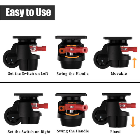 Tough As Nails 2 Inch Leveling Casters Set Of 4 With Adjustable Steel Feet Premium Nylon Wheels Rated For A Legit 2200 Lb Heavy Duty Load control panel images