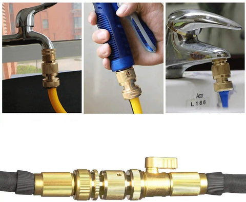 Brass Garden Hose Quick Connectors Three Quarter Inch GHT Male Adapters used for hoses and faucets connections