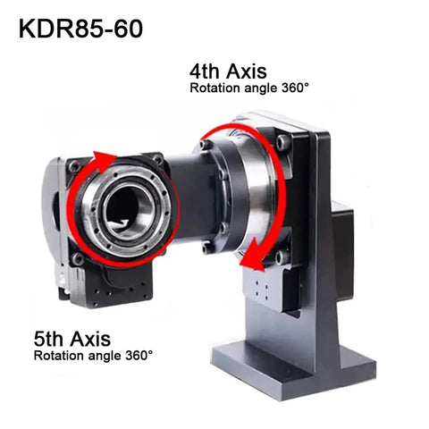 Pro Grade Heavy Duty Fourth And Fifth Axis Motorized Hollow Rotary Table Built Tough And Runs Smooth For Top Shelf Precision Robot Laser Marking Projects Daily, showing 4th and 5th axis rotation.