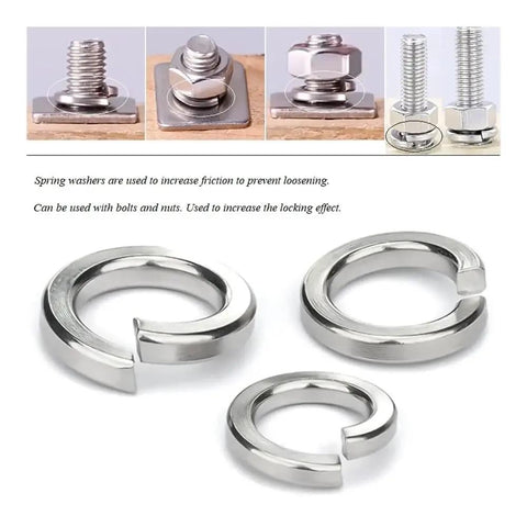 Stainless Steel Spring Lock Washers Split Elastic Gasket Ring Kit M1.6 To M30 2 To 200 Pcs for fastening applications