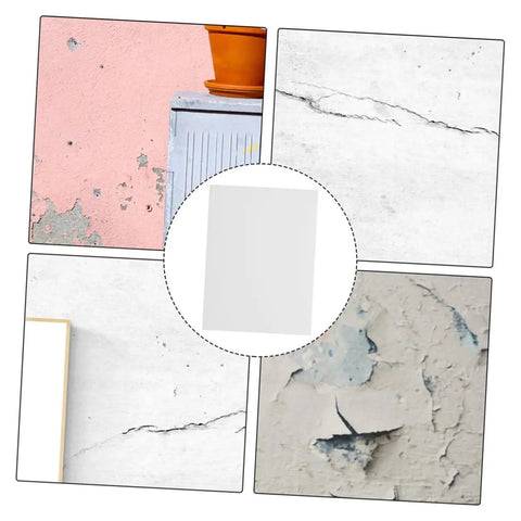 Self Adhesive PVC Siding Patch Kit With 10 Sheets for wall panel and fence hole repair, close-up of patches and surfaces repaired.