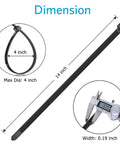 Diagram of Heavy Duty 14 Inch Zip Ties 100 Pack Black Nylon Cable Ties With 50Lb Tensile Strength UV Resistant For Indoor And Outdoor Use
