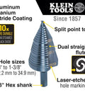 Ultimate Step Drill Bit Set For 7/8 To 1-3/8 Inch Holes With Double Fluted Design, Easy Read Step Markings, 3/8 Inch Hex Shank