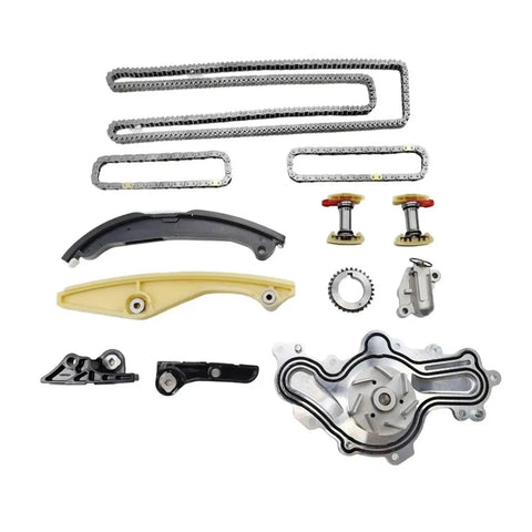 Heavy Duty 14 Pc Timing Chain Kit With Water Pump For Ford F-150 Edge Explorer Taurus 3.5L V6 Engine Replacement Blrz At4z OEM Fit Guts And Gear, chains and guides