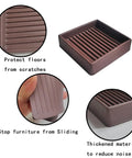 Four Pack 2x2 Square Rubber Furniture Caster Cups Non Slip Bed Frame Stoppers Floor Protectors For All Flooring Brown Stable Quiet Scratch Free Easy To Use