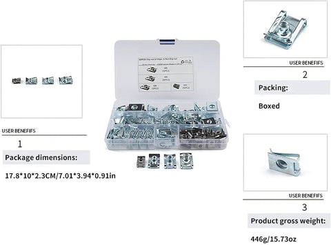Eighty Piece Thread Clip Nut Set M4 M5 M6 M8 U Shaped Fasteners For Automobile And Motorcycle Interior Trim Rugged Stainless Steel Hardware Hella Corrosion Resistant Snap On Clips Built Tough For Street Ready Projects And Reliable Ride Upgrades