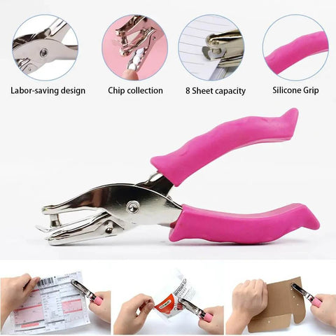 Two Size Hole Punch Set With One Quarter Inch And One Eighth Inch Holes, 2 Pack Craft Punchers With Soft Silicone Grip Handles