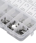 All In One E Clip Assortment Kit With Nine Metric Sizes Stainless Steel External Circlips For Bearings Gears Pulleys And Axles Heavy Duty Retaining Rings Set For Secure Snap Fit in storage box