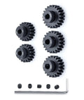 5Mm Bore Pinion Gear Set For RC Cars 1 By 10 And 1 By 8 - 18T 19T 20T 21T 22T Metal Motor Gears Durable Upgrade For Smooth Mesh Perfect For Hobbyists And Racers shown with screws and hex key