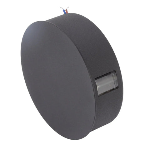 Jeanoko Contemporary Aluminum Wall Light Sconce 6W LED Lamp for Dining, round black design with transparent glass detail.