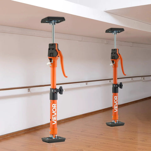 Two orange VEVOR cabinet jack support poles, 2-pack, steel telescopic 15.75–23.6 in for installing cabinets.