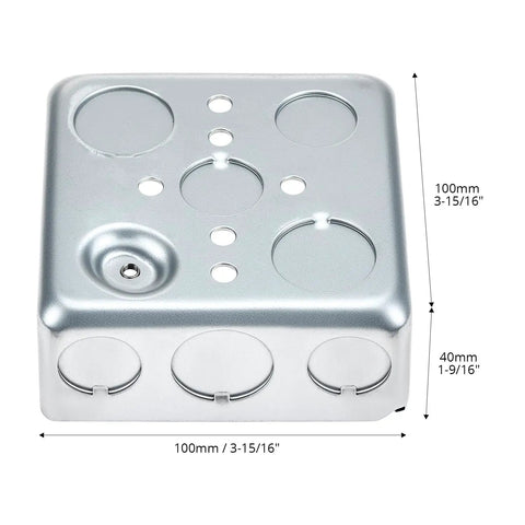Heavy Duty 4 Inch Square Electrical Box Set 12 Pack Galvanized Metal With 21 Cubic Inch Capacity And Knockouts For Half Inch And Three Quarter Inch Wiring, 100mm
