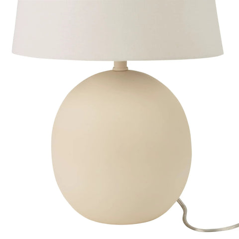 18 Inch Off White Round Metal Table Lamp With Black Cord, On Off Switch, E26 Bulb Compatible, Minimal Assembly, Shade Connects To Base