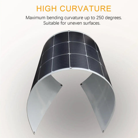 Ultimate 200W Solar Panel Kit For RV Boat Cabin Car Trailer With 12V System Flexible 100W Monocrystalline Panels curved view