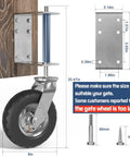 Heavy Duty 8 Inch Gate Wheel For Wooden Or Metal Gates With Pneumatic Tire Spring Loaded 360 Degree Rotation 400 Lb Capacity