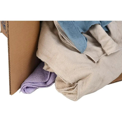 Reclaimed Terry Cloth Rags Assorted Colors 25 Lb Pack 3 To 4 Pieces Per Pound Heavy Duty Shop Wipes For Auto Garage Home Cleaning