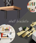 Six Piece Black L Brackets Corner Braces Heavy Duty 304 Stainless Steel Shelf Supports Rust Proof used to display wooden shelves with decor.