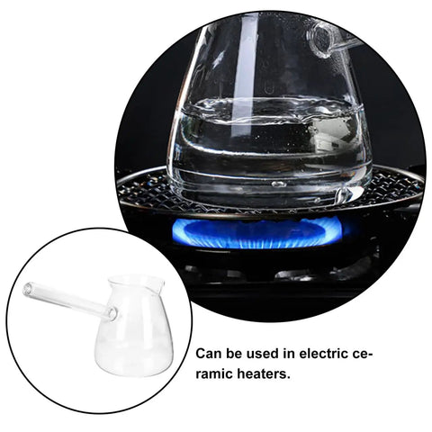 Glass Turkish Coffee Pot Set Two Pack 450ml Each Heat Resistant Stovetop Ibrik With Side Handle Transparent Cezve on Stove