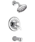 Classic Tub And Shower Faucet With Single Handle Control In Chrome Finish No Fuss Easy Turn Valve And Temperature Volume Controls