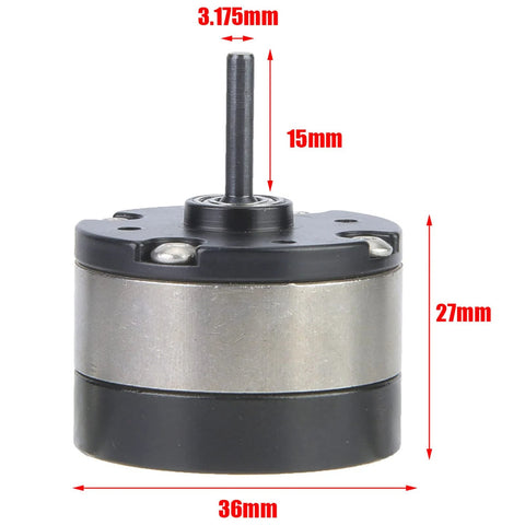 VGEBY1 gear reducer for RC 540 motor, front view; silver planetary gearbox with black end caps and shaft