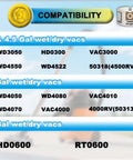 Compatibility chart for Six Pack Replacement Vacuum Bags 4 Gallon Size C For 3 To 4.5 Gallon Wet Dry Shop Vacuums with model numbers