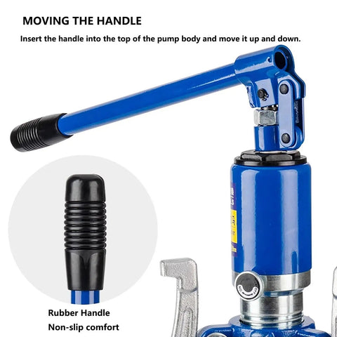 Heavy Duty Hydraulic Gear Puller 10 Ton 22000 Lbs Capacity showing handle mechanism and rubber grip for better control.