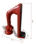 Red Aluminum Alloy Portable Door Stopper With Diamond Anti Slip Base For Travel And Apartment Living Easy To Use Security Device That Locks Down Unauthorized Entry And Pry Attempts, side view showing dimensions.
