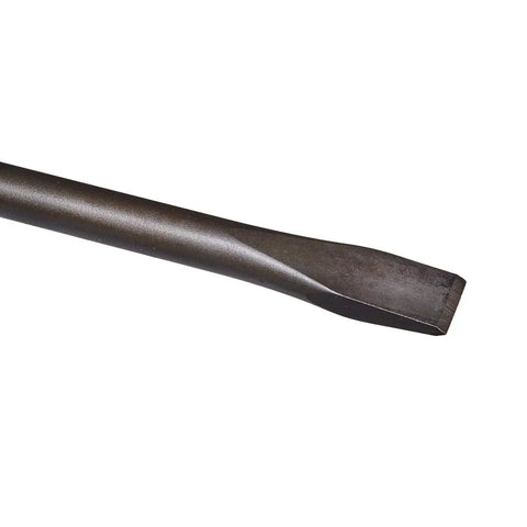 Close-up of Beefy Five Eighth Inch By Eighteen Inch Pneumatic Cold Chisel With Black Oxide Finish For Tough Demolition, 0.401 Shank