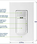 Hands Free Smart Motion Sensing Dimmer Switch 2nd Gen With WiFi, Neutral Wire Required, white wallplate, 4.61 in.