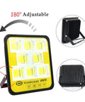 Gritproof Rechargeable Led Work Light With Solar Panel And Remote Control 200 Watt Waterproof Flood Lamp, 180° adjustable angle design.