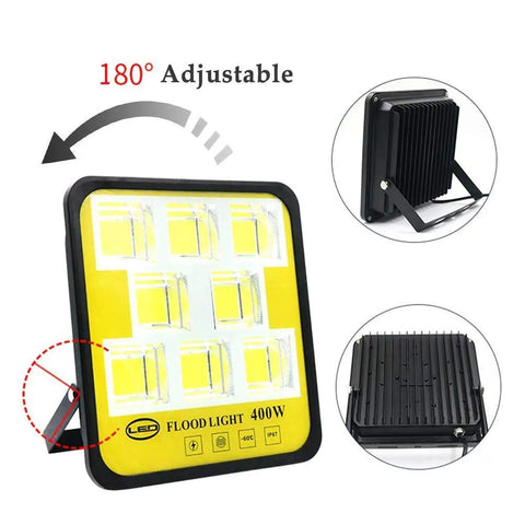 Gritproof Rechargeable Led Work Light With Solar Panel And Remote Control 200 Watt Waterproof Flood Lamp, 180° adjustable angle design.
