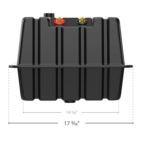 Rock Solid Vented Rv Marine Battery Box Secures Your Group 24 Cells In A Side By Side Layout durable black cover with terminals.
