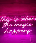 Large Pink Neon Sign This Is Where The Magic Happens Led Neon Light For Bachelorette Party Birthday Wedding Engagement Party Bar Club Wall Hanging Decor 60x34cm Lit Romantic Glow Creates Cozy Ambience In Any Room