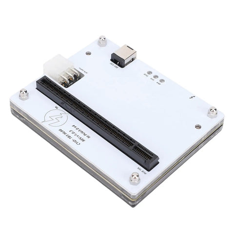 Game Changing Thunderbolt 4 Egpu Dock Enclosure Featuring Pcie X16 Slot for laptop graphics, showing rear connection ports and slot.