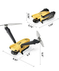 4K Camera Drone For Adults With Inverted Flight Mini Bi Copter Foldable Palm Sized with dimensions labeled in image