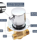 Rock Solid Brass Shower Control Valve Featuring Ceramic Cartridge Adjustable Temp Safety Switch Multi Port Diverter Standard Pipe Threads, with polished finish.