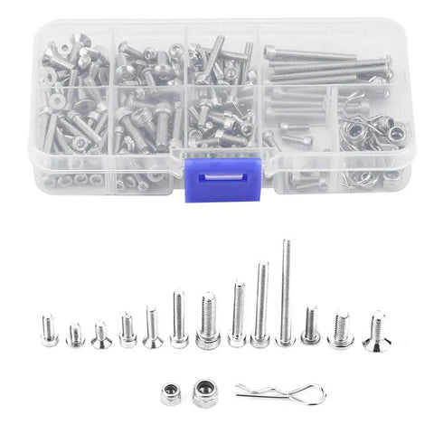 RC Car Screw Kit For Slash 4x4 Short Course Truck Stainless Steel Screws In Assorted Lengths displayed with storage box