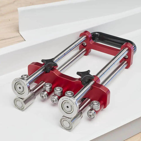 Two Station Metal Bender Pro Grade For Precise Bends Under 150mm, Adjustable Roller Spacing From 0.5mm To 1mm, on a workbench