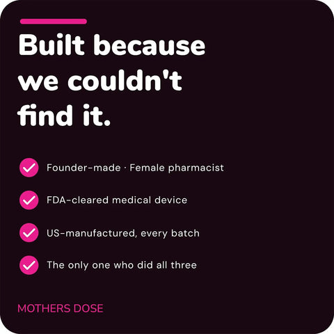 Infographic highlighting unique features of Hyaluronic Acid Vaginal Suppositories for Dryness, Hormone Free Moisturizer, FDA Cleared Medical Device, Made in USA in GMP Facility, 1 Month Supply with 10 Easy Inserts, founder-made and FDA-cleared.
