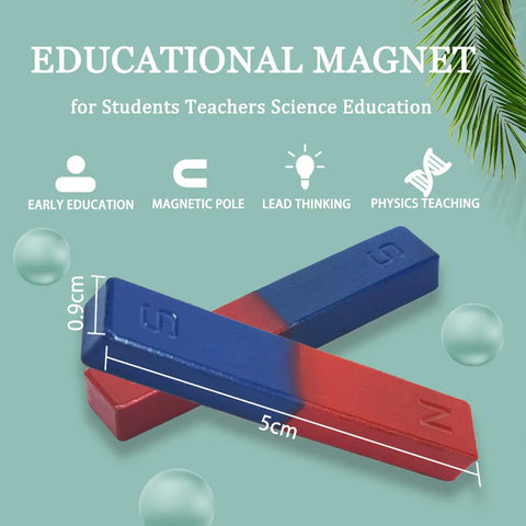 Two Pack Kid-Friendly Bar Magnets For Kids With Clear North And South Poles For Hands-On Science Experiments, classroom display