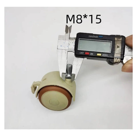 Rock Solid Four Pack Of Universal Type P Plate Casters Featuring Smooth Rubber Coated Treads and Tough Plywood Mounting Stems, measuring M8*15.
