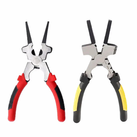 Heavy Duty 8 Inch Welding Clamp For TIG And CO2 Welding With Ergonomic Grip Carbon Steel Pliers For Metal Fabrication Multipurpose Welding Tool Durable Pliers For Pros in red and yellow handles