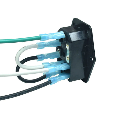 2 Pack IEC320 C14 Panel Mount Power Connector Socket 15A 250V with 14 AWG Copper Terminals Black 7 Pin Design visible wiring