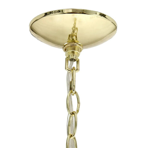 Close-up of gold adjustable height chain on 18 Inch Sleek Modern Orb Pendant Light With Adjustable Height Chain Three Light Metal Rings And Clear Glass Shades In Gold Finish A Statement Piece For Kitchen Island Foyer Hallway Bedroom Living Room Or Dining Room
