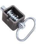Spring Latch Weld On Kit-for Trailer Door/Gate close-up view showing the latch mechanism, spring, and metal loop.