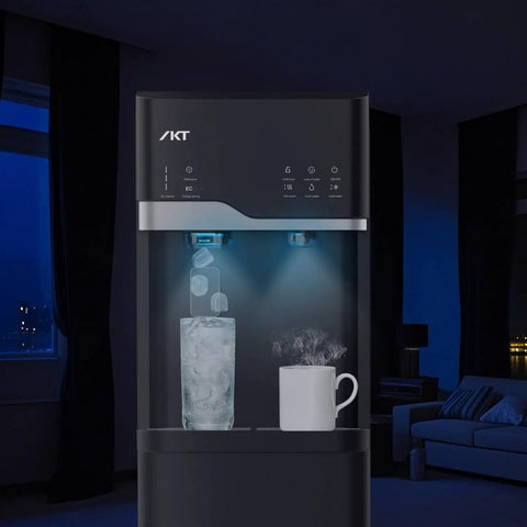 Hot And Cold Water Dispenser With Built In Ice Maker Bottom Loading 5 Gallon System Bullet Ice Up To 22 Lbs Per Day LED Display