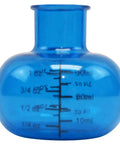 Close-up of blue round-bottom flask from Beaker And Flask Shot Glass Set 4 Piece Plastic Lab Style Drinkware For Science Party Vibe