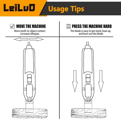 Usage tips for 33 Piece Oscillating Tool Blades Set on moving and pressuring the machine for optimal performance.