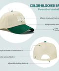 Breathable Cotton Women Dad Hat With Adjustable Strap Lightweight Summer Cap For Sports And Outdoors with color-blocked brim